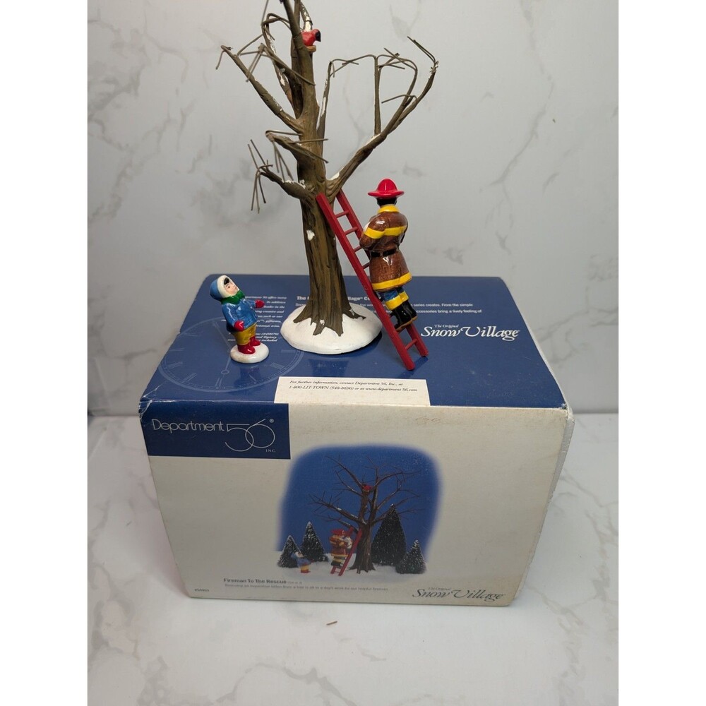 Department 56 Snow Village Fireman To The Rescue Set of 3 #54313 w/ Box Complete